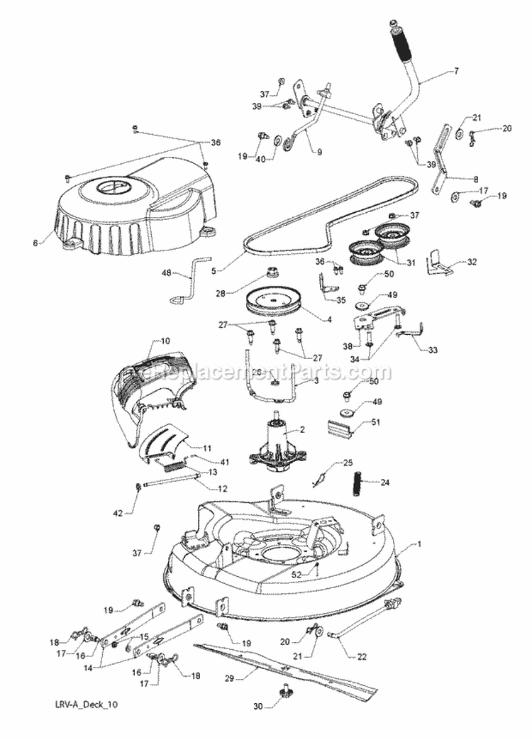 Mower_Deck__Cutting_Deck Diagram and Parts List for WE261 2011-10 - 96022000902 Weed Eater Lawn Tractor